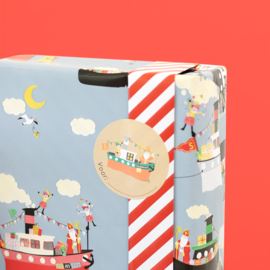 Cadeaupapier Pakjesboot blauw - 70cm x 3m