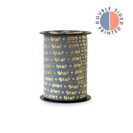 Sint Lint - Paporlene - polar blue gouden letters sint - 10mm -5m