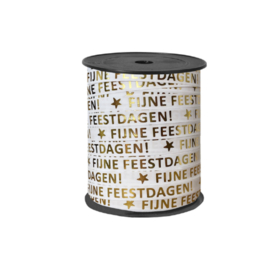 Sierlint Fijne feestdagen - wit goud – 10mm – 5m