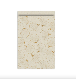 Cadeauzakjes grass paper kerstballen - neutraal goud - 17x25 cm (M) - 5 Stuks