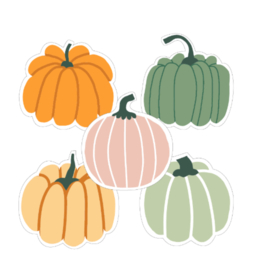 Stickers pompkin pompoen - oranje groen geel - 10 stuks