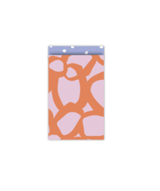 Cadeauzakjes Bold flowers retro - Oranje roze  - 12x19 cm - 5 stuks