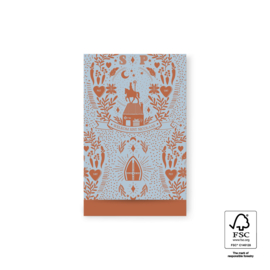 Sint cadeauzakje - sinterklaas illustraties - blauw cognac- 5 stuks - M