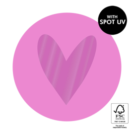 Stickers - Roze  hart uv spot - 5,5cm 6 stuks