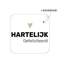 Hartelijk gefeliciteerd vierkant cadeaustickers - 4cm - 6 Stuks