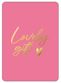 Ansichtkaart Lovely gift - roze goud folie - a6 - per stuk