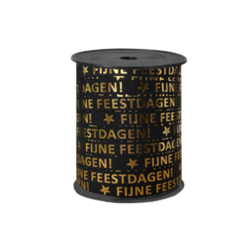 Sierlint Fijne feestdagen - zwart goud – 10mm – 5m
