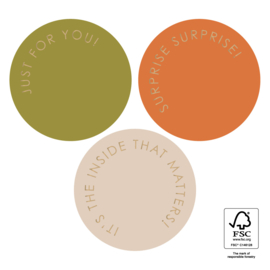 Just for you stickers olive beige - 5,5 cm - 6 Stuks