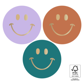 Stickers Smiley Gold color mix - 6 stuks