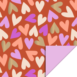 Cadeauzakjes - Big Hearts Cognac - Pink - 12 x 19 cm - 5 stuks