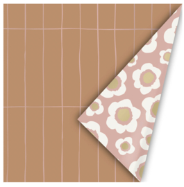 Cadeaupapier Slim tiles - naturel - 50cm x 3 m