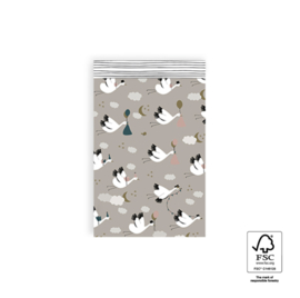 Cadeauzakjes Ooievaren - Mint - 19x25cm (L)- 5 stuks