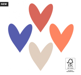 Sticker harten mix - rood wit blauw oranje - 8 stuks