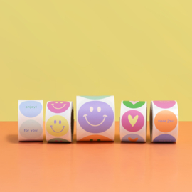 Smiley stickers Pastel - 3,5 cm - 8 Stuks