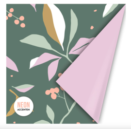 Cadeauzakjes autumn beauty - groen lila - 17 x 25 cm (L) - 5 stuks