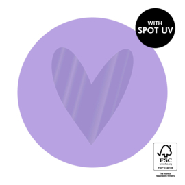 Stickers - Lila hart uv spot  - 5,5cm 6 stuks