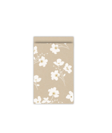 Cadeauzakje kraft classic flower - 12x19cm - 5 Stuks