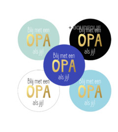 Sticker Blij met een opa al jij - blauw groen zwart wit  goud - 4 cm - 10 stuks