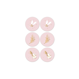 Let's Decorate cadeaustickers roze - 5cm - 6 Stuks