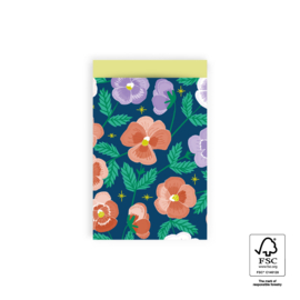 Cadeauzakjes Pansy flowers - 12x19 cm (M) - 5 Stuks