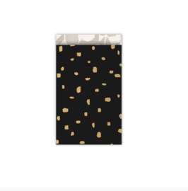 Cadeauzakjes minimal dots - zwart goud - 12x19 cm (M) - 5 Stuks