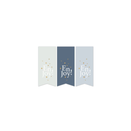 Cadeau stickers vaantjes blauw goud folie - 6 stuks