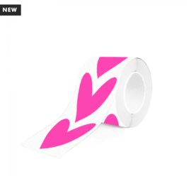 Stickers - fluor roze harten - 6 stuks