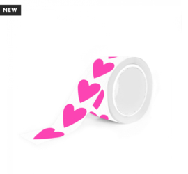 Stickers - fluor roze kleine harten - 6 stuks