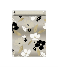 Duurzaam grass papier Tijdschriften zak Fresh flowers - grijs grote bloemen xl