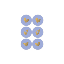 Stickers Solo hearts - Blauw  - 5cm - 6 stuks