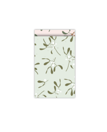 Cadeauzakje Mistletoe memories - groen - 12x19 cm - 5 stuks