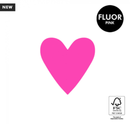Stickers - fluor roze kleine harten - 6 stuks