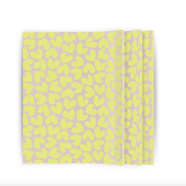 Vloeipapier roze met gele harten - 5 stuks