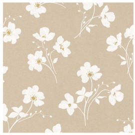 Cadeaupapier kraft classic flower - wit - 50cm x 3 m