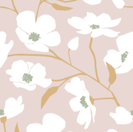 Grote bloesem - blush - 40cm x 3 meter