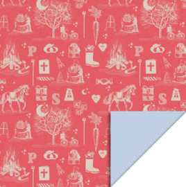 Sint Cadeauzakjes - Vintage Red - Light Blue - 17 x 25 cm