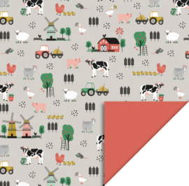 Cadeaupapier Farm - Soft Red 30 cm x 3M