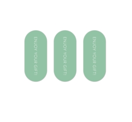 Ovaal stickers Enjoy your gift - groen - 6 stuks.