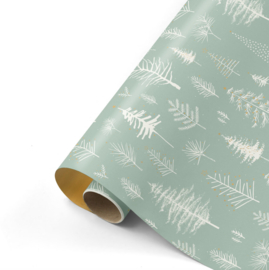 Cadeaupapier groen wit goud  50 cm x 3 meter