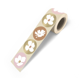 Fresh flowers stickers naturel - 5 cm - 6 Stuks