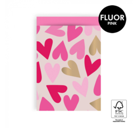 Cadeauzakje fluor roze - 5 stuks - L