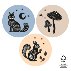 Stickers Multi - Nature Animals - 5,5cm 6 stuks