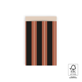 Cadeauzakjes - Stripe Chalk Chocolate - Beige - 12 x 19 cm - 5 Stuks