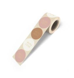 With love stickers goud neon oranje - 5 cm - 6 Stuks