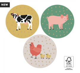 Boerderij stickers koe varken kip 6 stuks
