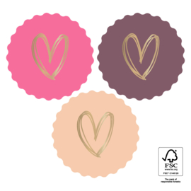 Cadeau stickers - harten goud - 6 stuks