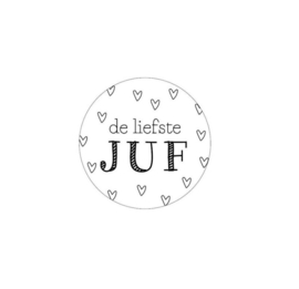 Stickers De liefst juf - wit zwart - 6 stuks