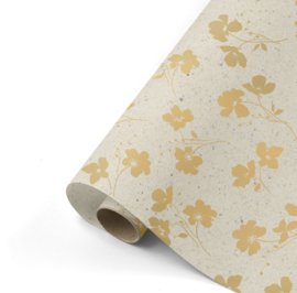 Cadeaupapier Grass paper classic flower - goud - 50cm x 3 m
