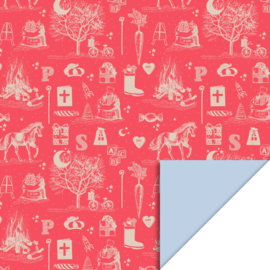 Sinterklaas cadeaupapier Vintage red  - 70cm x 3m