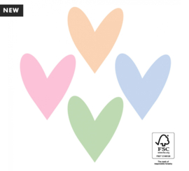 Stickers - sluitzegel - hartje - oranje, roze, blauw en groen - 8 stuks